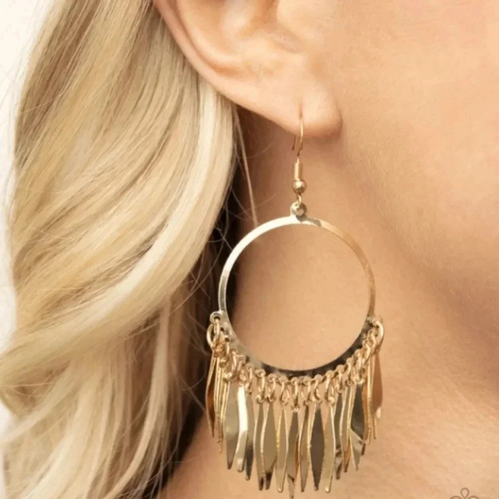 Gold Hoop Chandelier Earrings
